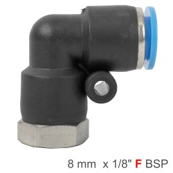 PU HOSE FITTING ELBOW 8MM-1/8 F PU HOSE FITTING ELBOW 8MM-1/8 F