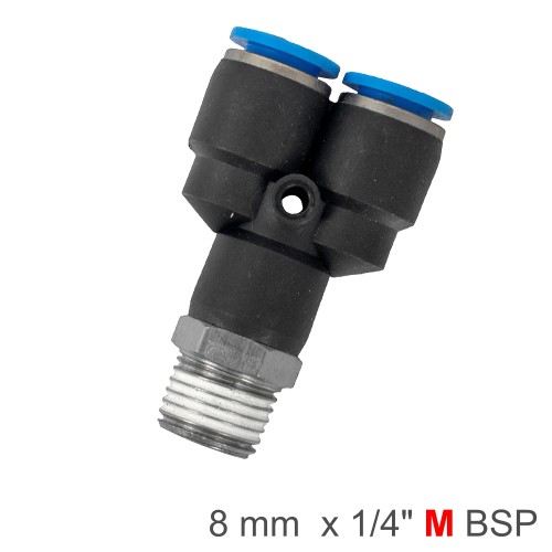 PU HOSE FITTING Y JOINT 8MM-1/4 M