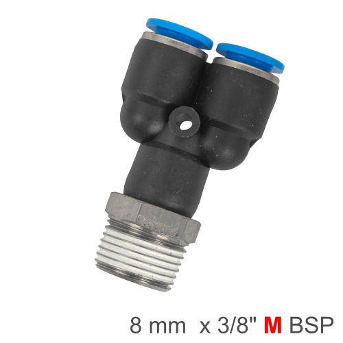 PU HOSE FITTING Y JOINT 8MM-3/8 M