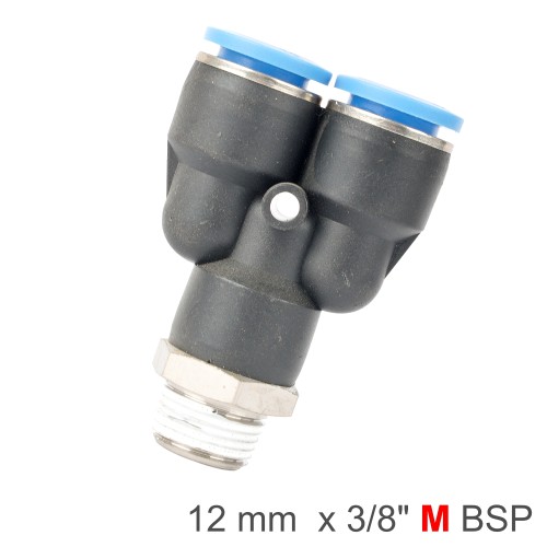 PU HOSE FITTING Y JOINT 12MM-3/8 M