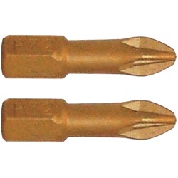 POZI 2 X 25MM INSERT BIT TORSION TIN COATED 2PCE PZ2