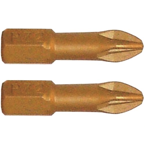 POZI 2 X 25MM INSERT BIT TORSION TIN COATED 2PCE PZ2