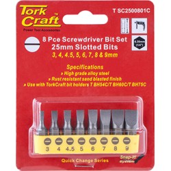 S/DRIVER BIT SET 8PCE SLOTTED 3MM-9MM S/DRIVER BIT SET 8PCE SLOTTED 3MM-9MM