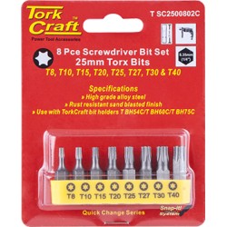 S/DRIVER BIT SET 8PCE TORX T8-T40 S/DRIVER BIT SET 8PCE TORX T8-T40