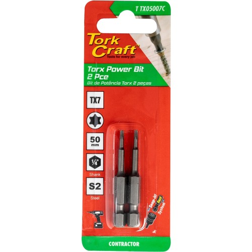 TORX TX 7 CLASSIC BIT 50MM 2PC CARDED