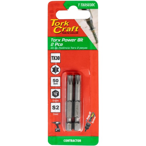 TORX TX 30 CLASSIC BIT 50MM 2PC CARDED
