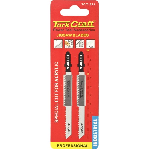 T-SHANK JIGSAW BLADE FOR ACRYLIC 2.0MM 12TPI 100MM 2PC