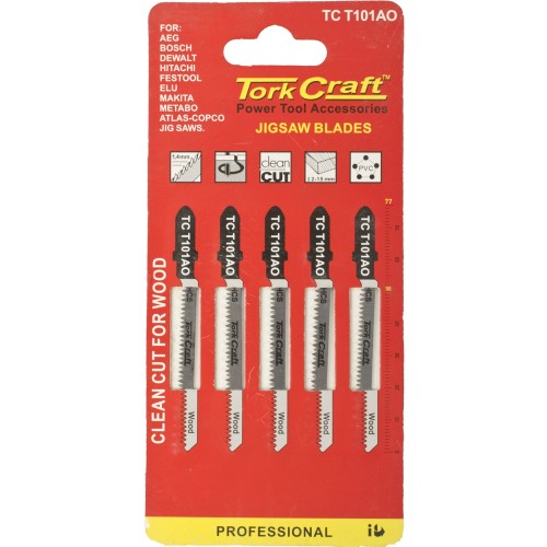 T-SHANK JIGSAW BLADE FOR WOOD 1.3MM 20TPI 75MM 5PC