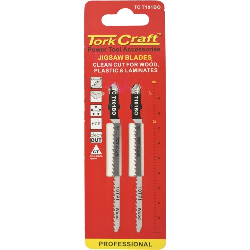 T-SHANK JIGSAW BLADE CLEAN CUT WOOD/LAMINAT  2.5MM 10TPI 100MM 2PC