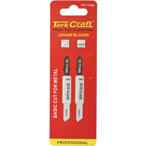 T-SHANK JIGSAW BLADE FOR METAL 1.2MM 21TPI 75MM 2PC