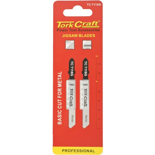T-SHANK JIGSAW BLADE FOR METAL .8MM 28TPI 75MM 2PC