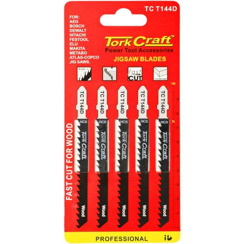 T-SHANK JIGSAW BLADE FAST CUT FOR WOOD 4MM 6TPI 5PC