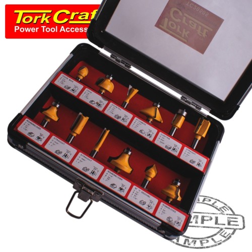 ROUTER BIT SET 12PC/ALU.CASE 1/4"