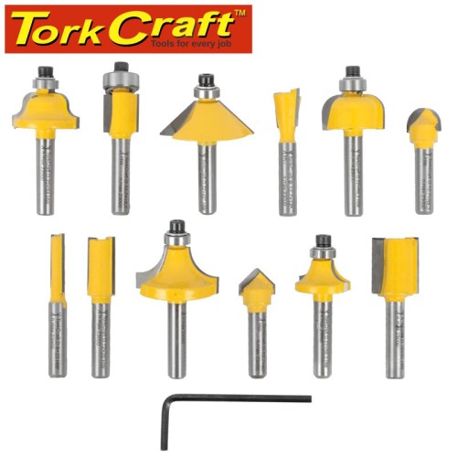 ROUTER BIT SET 12PC 1/4" STRAIGHT & PROFILE