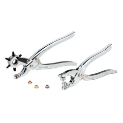 LEATHER HOLE PUNCH & GROMMET SETTING TOOL KIT C/W 100PC EYELETS 5MM LEATHER HOLE PUNCH & GROMMET SETTING TOOL KIT C/W 100PC EYELETS 5MM