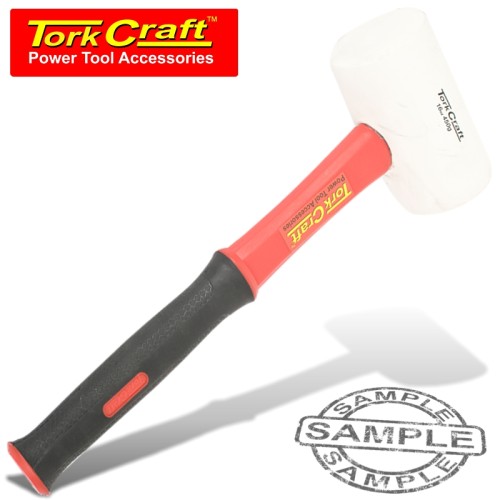 HAMMER RUBBER MALLET 450G (16OZ) FIBREGLASS HANDLE WHITE NON MARKING