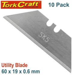 UTILITY BLADE SOLID 60MM X 19MM X 0.6MM 10PC SK5 UTILITY BLADE SOLID 60MM X 19MM X 0.6MM 10PC SK5