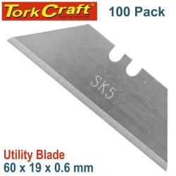 UTILITY BLADE SOLID 60MM X 19MM X 0.6MM 100PC SK5 UTILITY BLADE SOLID 60MM X 19MM X 0.6MM 100PC SK5