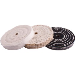 BUFFING WHEEL KIT 3PCS 100MM WHITE & DENIM STICHED & SISAL POLISHING BUFFING WHEEL KIT 3PCS 100MM WHITE & DENIM STICHED & SISAL POLISHING