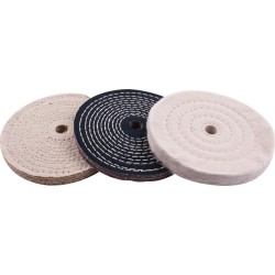 BUFFING WHEEL KIT 3PCS 150MM WHITE & DENIM STICHED & SISAL POLISHING BUFFING WHEEL KIT 3PCS 150MM WHITE & DENIM STICHED & SISAL POLISHING