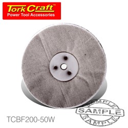 WHITE BUFF/MOP UNSTITCHED 200 X 50 PLY X 1/2" HOLE