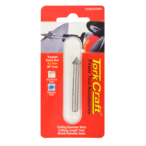 ROTARY BURR TUNGSTEN 8X7X6MM 60 DEGREE CONE ROTARY BURR TUNGSTEN 8X7X6MM 60 DEGREE CONE