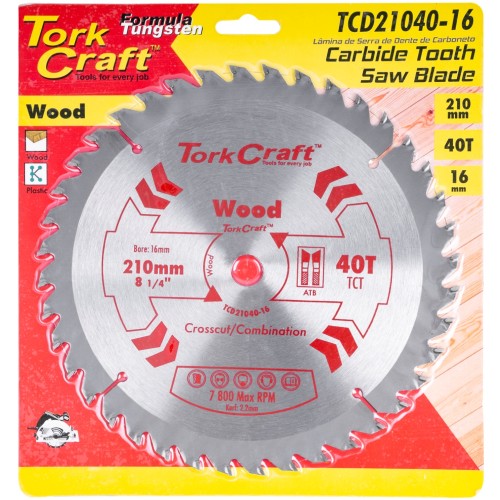 BLADE TCT 210  X 40T 16MM GENERAL PURPOSE COMBINATION