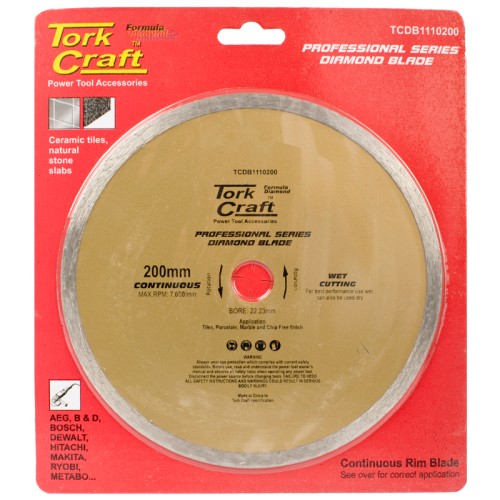 DIAMOND BLADE 200MM X 22.22 CONTINUES RIM