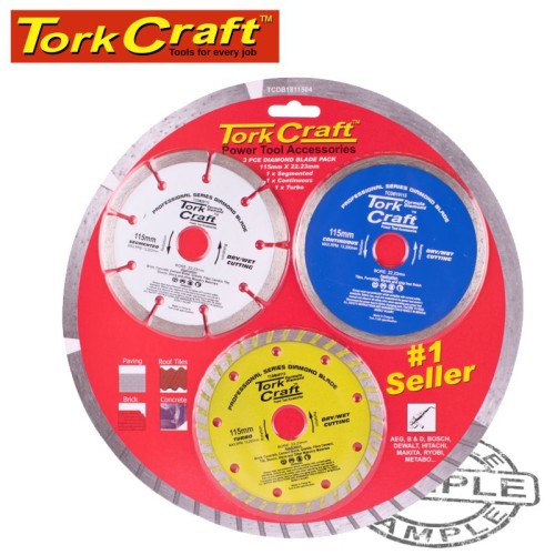 DIAMOND BLADE 3PCE SET 115 CON SEG TURBO COLOUR PACK