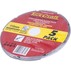 DIAMOND BLADE SEGMENTED 115MM PROFESSIONAL BULK 5 PACK DIAMOND BLADE SEGMENTED 115MM PROFESSIONAL BULK 5 PACK