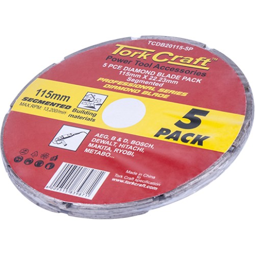 DIAMOND BLADE SEGMENTED 115MM PROFESSIONAL BULK 5 PACK