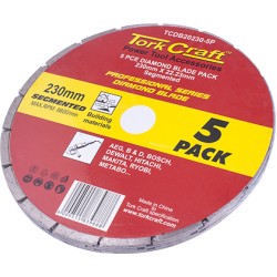 DIAMOND BLADE SEGMENTED 230MM PROFESSIONAL BULK 5 PACK DIAMOND BLADE SEGMENTED 230MM PROFESSIONAL BULK 5 PACK