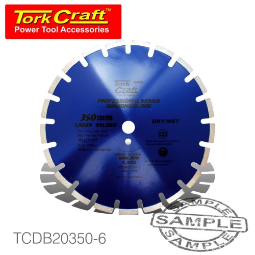DIAMOND BLADE 350X25.4MM ASPHALT LASER WELDED SEGMENTED TAR