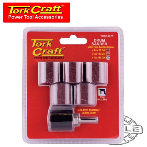 DRUM SANDER 25.4MM DIAM. 6MM SHAFT WITH 5/PK SANDING SLEEVES