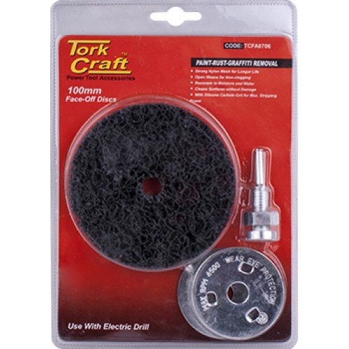 FACE OFF DISC & ARBOR 100MM CARDED FOR DRILL