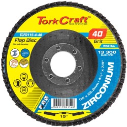 FLAP DISC ZIRCONIUM 115MM 40GRIT ANGLED