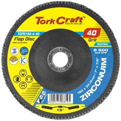 FLAP DISC ZIRCONIUM 180MM 40GRIT ANGLED