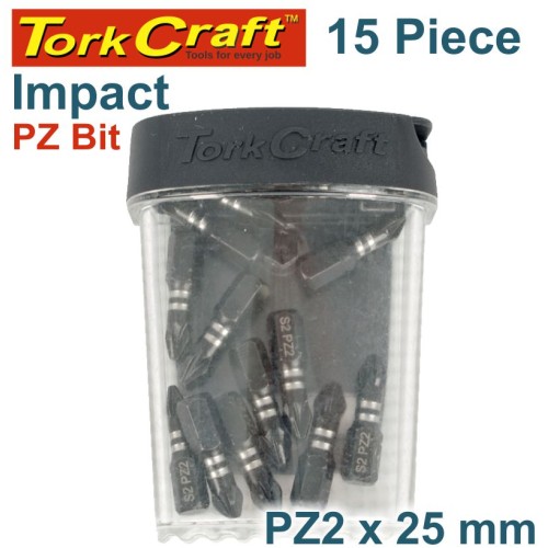 IMPACT POZI.2 X 25MM INSERT BIT 15PC TIC TAC CASE PZ2
