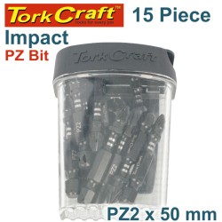 IMPACT POZI.2 X 50MM INSERT BIT 15PC TIC TAC CASE PZ2