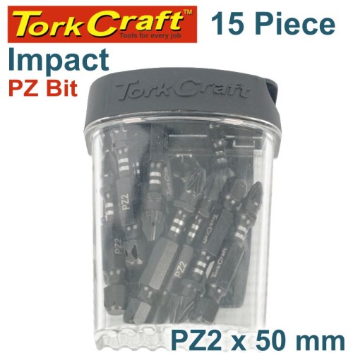 IMPACT POZI.2 X 50MM INSERT BIT 15PC TIC TAC CASE PZ2