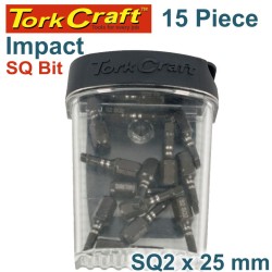 IMPACT SQUARE RECESS BIT NO2 25MM 15PC TIC TAC CASE SQ2