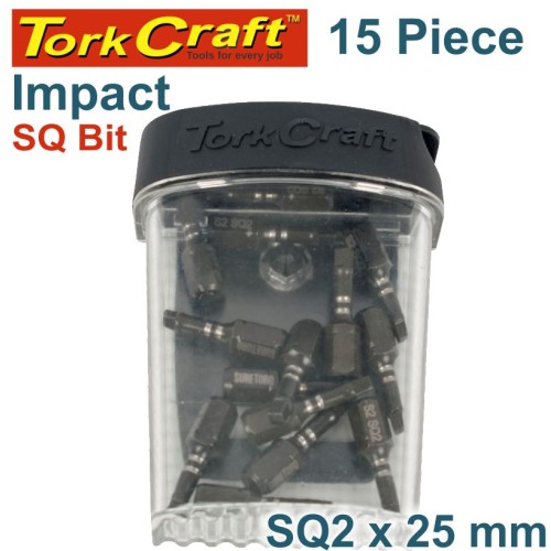 IMPACT SQUARE RECESS BIT NO2 25MM 15PC TIC TAC CASE SQ2