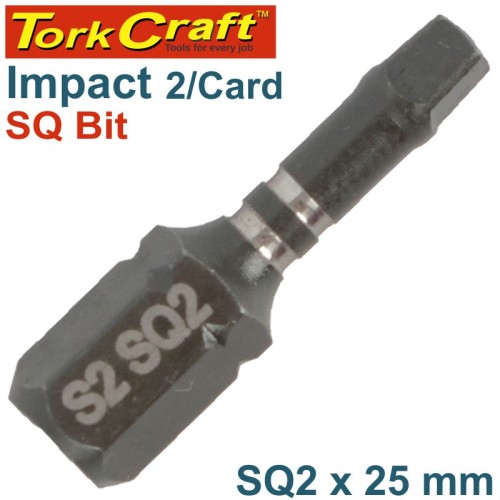 IMPACT SQUARE RECESS INS. BIT NO.2 X25MM 2/CARD SQ2
