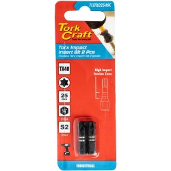 TORX TX 40 IMPACT BIT 25MM 2PC CARDED TORX TX 40 IMPACT BIT 25MM 2PC CARDED