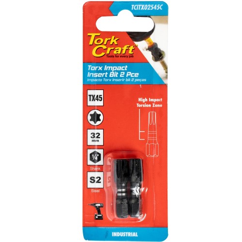 TORX TX 45 IMPACT BIT 25MM 2PC CARDED