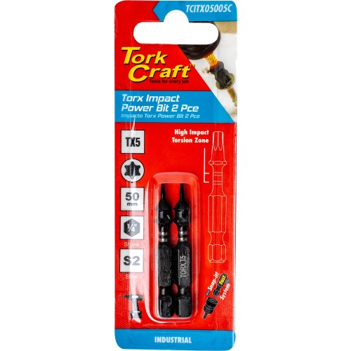 TORX TX 5 IMPACT BIT 50MM 2PC CARDED