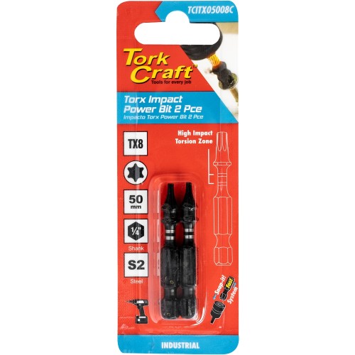 TORX TX 8 IMPACT BIT 50MM 2PC CARDED
