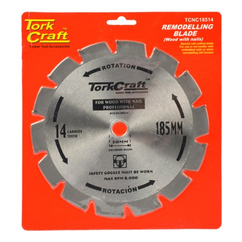 BLADE TCT NAIL CUTTING 185X14T 20-16MM