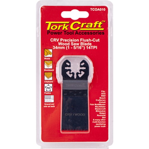 QUICK CHANGE FLUSH CUT WOOD SAW BLADE 34MM(1-5/16")14TPI CRV QUICK CHANGE FLUSH CUT WOOD SAW BLADE 34MM(1-5/16")14TPI CRV