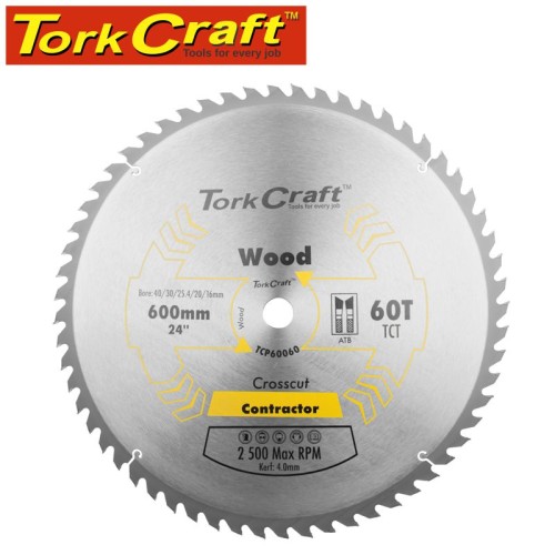TCT SAW BLADE 600X60T 4MM KERF 40/30/1/20/16